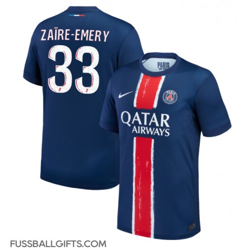 Paris Saint-Germain Warren Zaire-Emery #33 Fußballbekleidung Heimtrikot 2024-25 Kurzarm